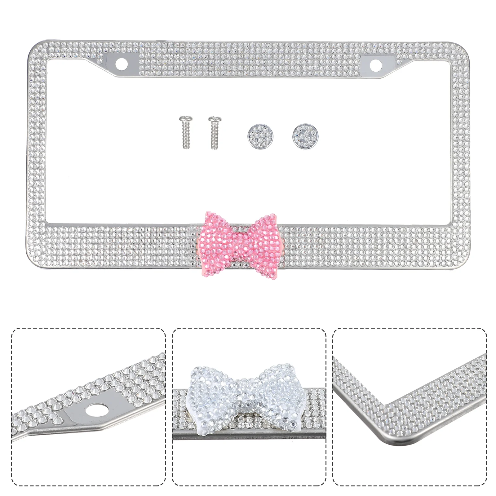 

Metal License Plate Cover Car Accesories Glitter Crystal Tag Frame Glitter License Frame Car Bling Accessories