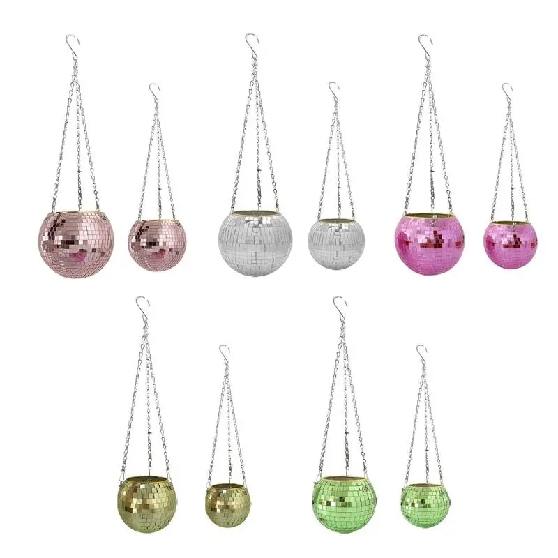 

Disco Ball Planter Unique Hanging Disco Mirror Ball Flower Pot Multipurpose Indoor Gardening Disco Ball Vase Decoration Pots
