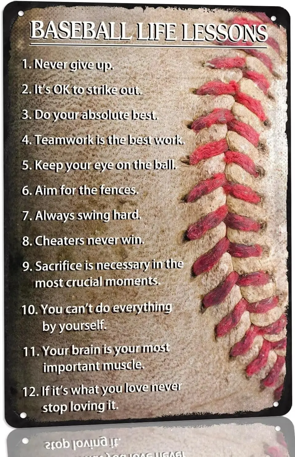 Винтажные бейсбольные уроки жизни металлическая жестяная вывеска бейсбол спорт