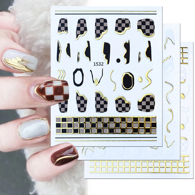 

French Style 3D Nail Sticker Rose Gold Striping Tape Nail Art Geometry Sticker For Nails Gel Polish Sticker Decals For Manicure