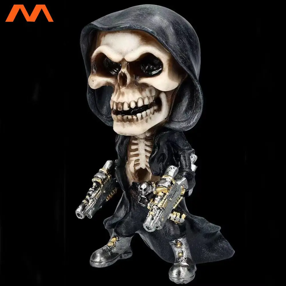 

Reaper Skull Statue Terrible Exquisite Details Durable Creative Terror Mechanical Reaper Skull Figurine Halloween Skull Statue
