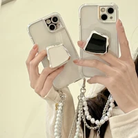 iphone 11pro max electroplated makeup mirror phone case iphone13 worn hang a rope chain phone case 12