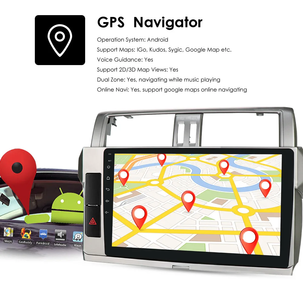 Автомагнитола 2 din 4 + 64 дюйма Android для Toyota Land Cruiser Prado 150 2013 - 2017