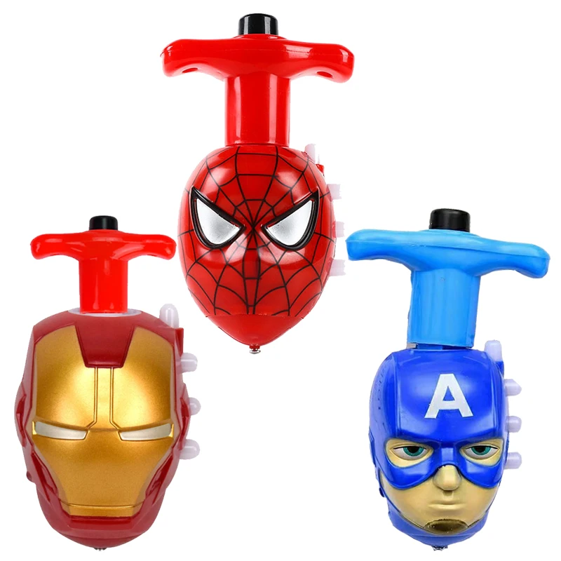 

Marvel Avengers Toys Gyro Action Figure Spiderman Iron Man High Speed Rotating Toy Colorful Music Cartoon Luminous Kids Gift
