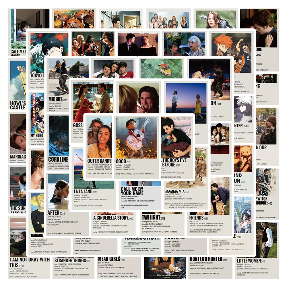 

10/50pcs Classic TV Show Anime Mini Poster Stickers For Luggage Laptop Guitar Phone Waterproof Graffiti Bicycle Car Decals