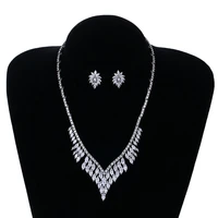 womens necklace earrings 2 pieces micro inlaid wedding jewelry set zirconia bridal jewelry fashion luxury sparkling set