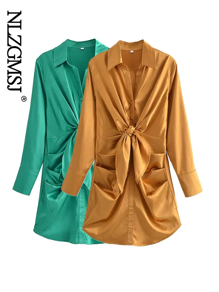 

Женское сексуальное платье-рубашка Nlzgmsj 2022 с отложным воротником, Летнее мини-платье для вечеринки, клуба, элегантное Бандажное платье с рюш...