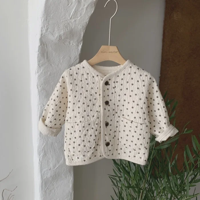2023 Spring Summer New Cotton Baby Jacket Long Sleeve Infant Cute Dot Print Cardigan Coat Fashion Boy Girl Cardigan Jacket images - 6