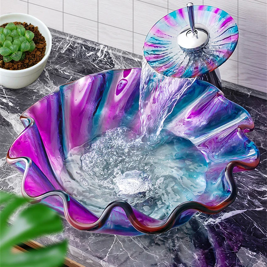 Умывальник из закаленного стекла для отеля маленькая раковина над стойкой