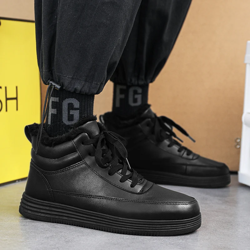 Men Shoes Winter Men's High-tops Sneakers Flats Men Casual Shoes Walking Shoes White Mans Footwear Winter Warm Plus Cotton Shoes