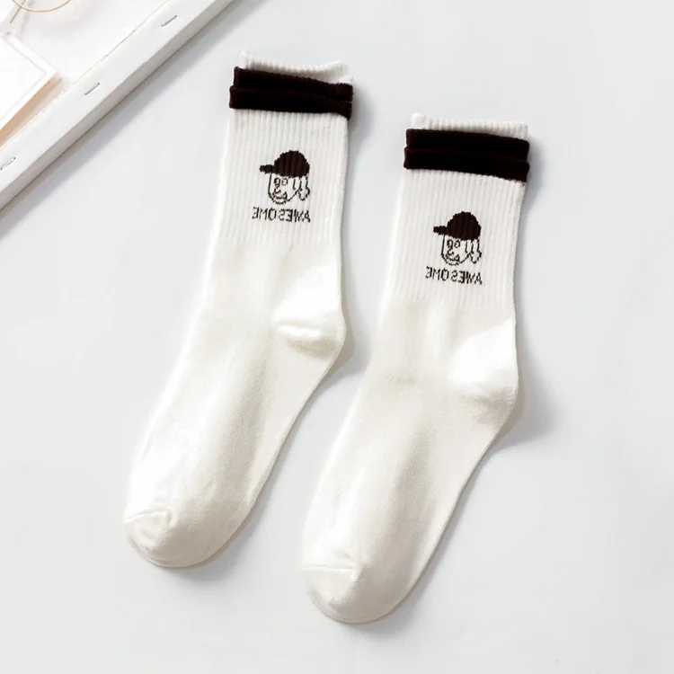 Sports Couple Socks Fashion Woman Socks Korea Harajuku Style Kawaii Funny Cartoon Spring Autumn Female Street Socks Lovely Girl