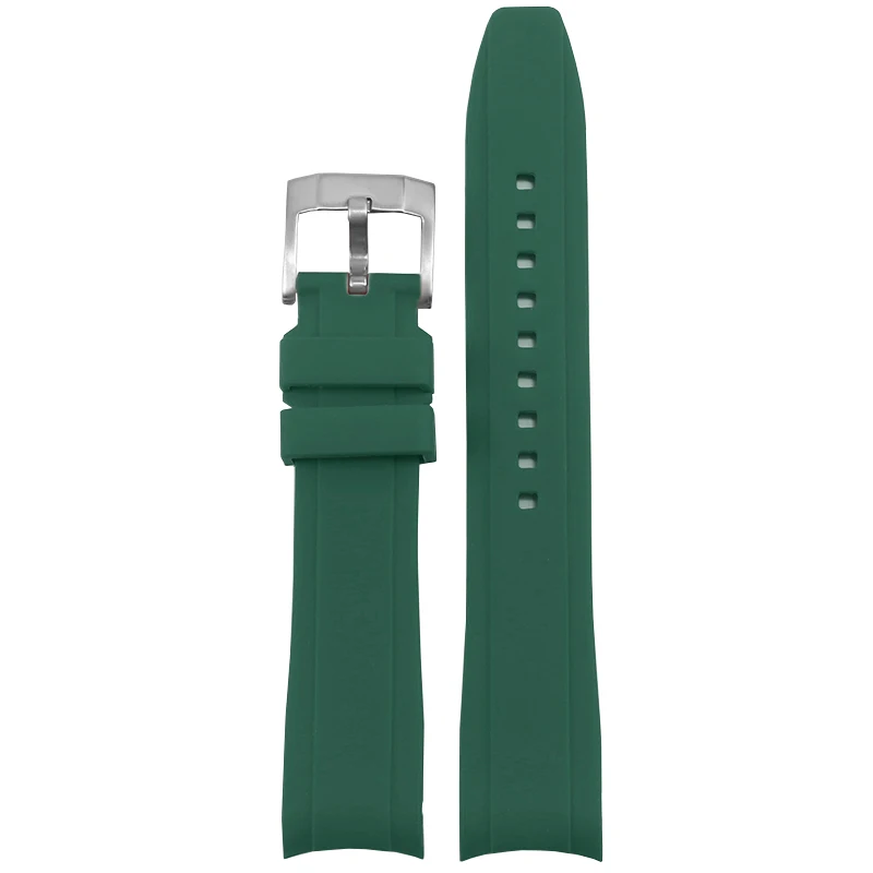 YOPO Selected Quality Rubber WatchBandSuitable For300/ 600 Needle   Deduction Arc Mouth Green Silicone Men's WatchChain20 22mm