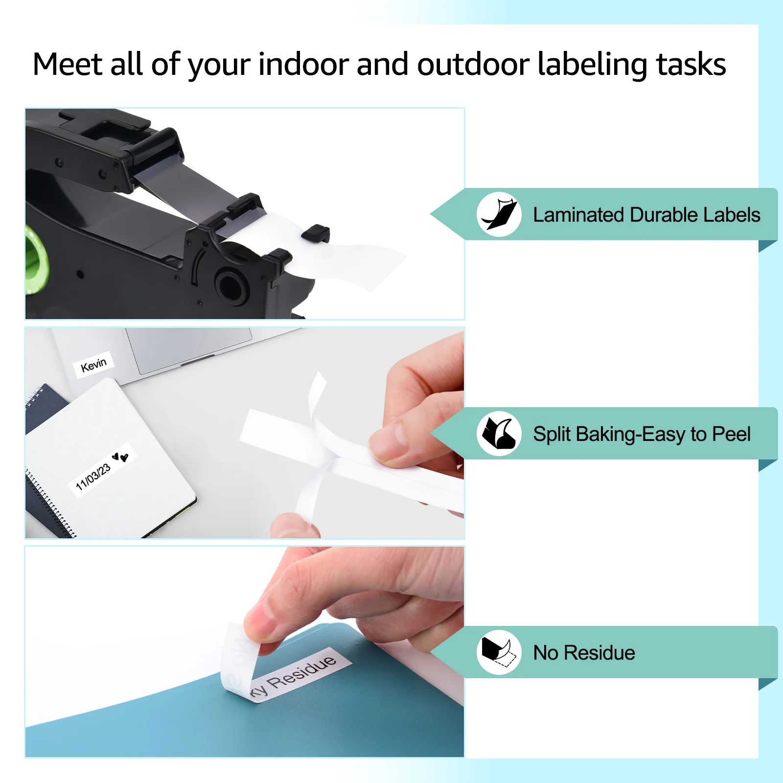 5PK Строительная лента для этикеток Brother картридж печати 12 мм черная на белом цвете