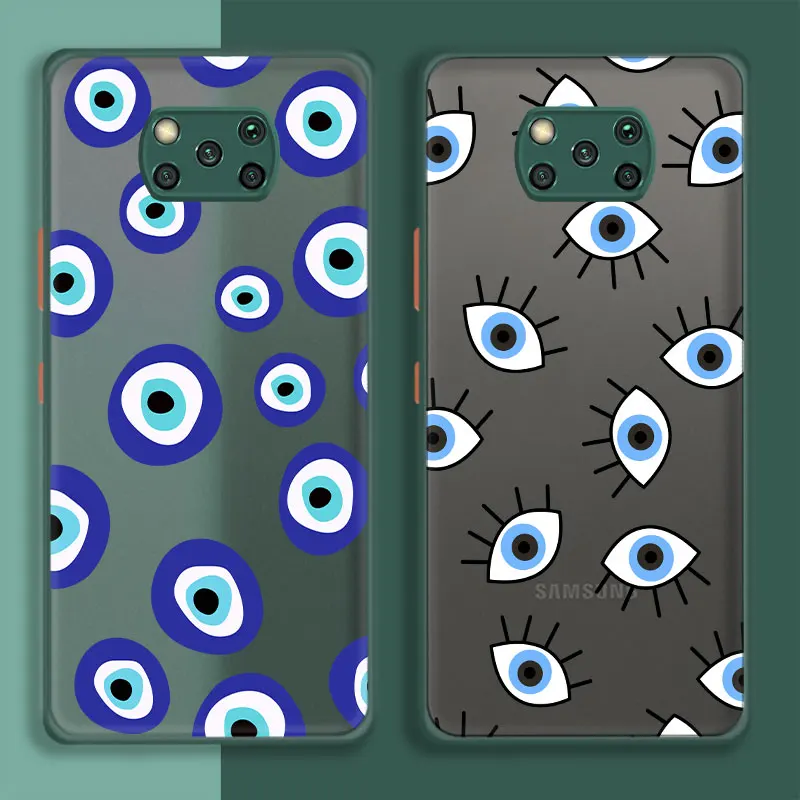 

Case for Xiaomi Poco X3 F3 M3 M4 X4 F4 Pro NFC GT X3NFC X3PRO 4G Cell Back Full Blue Eye Evil Eyes Print Soft Edge
