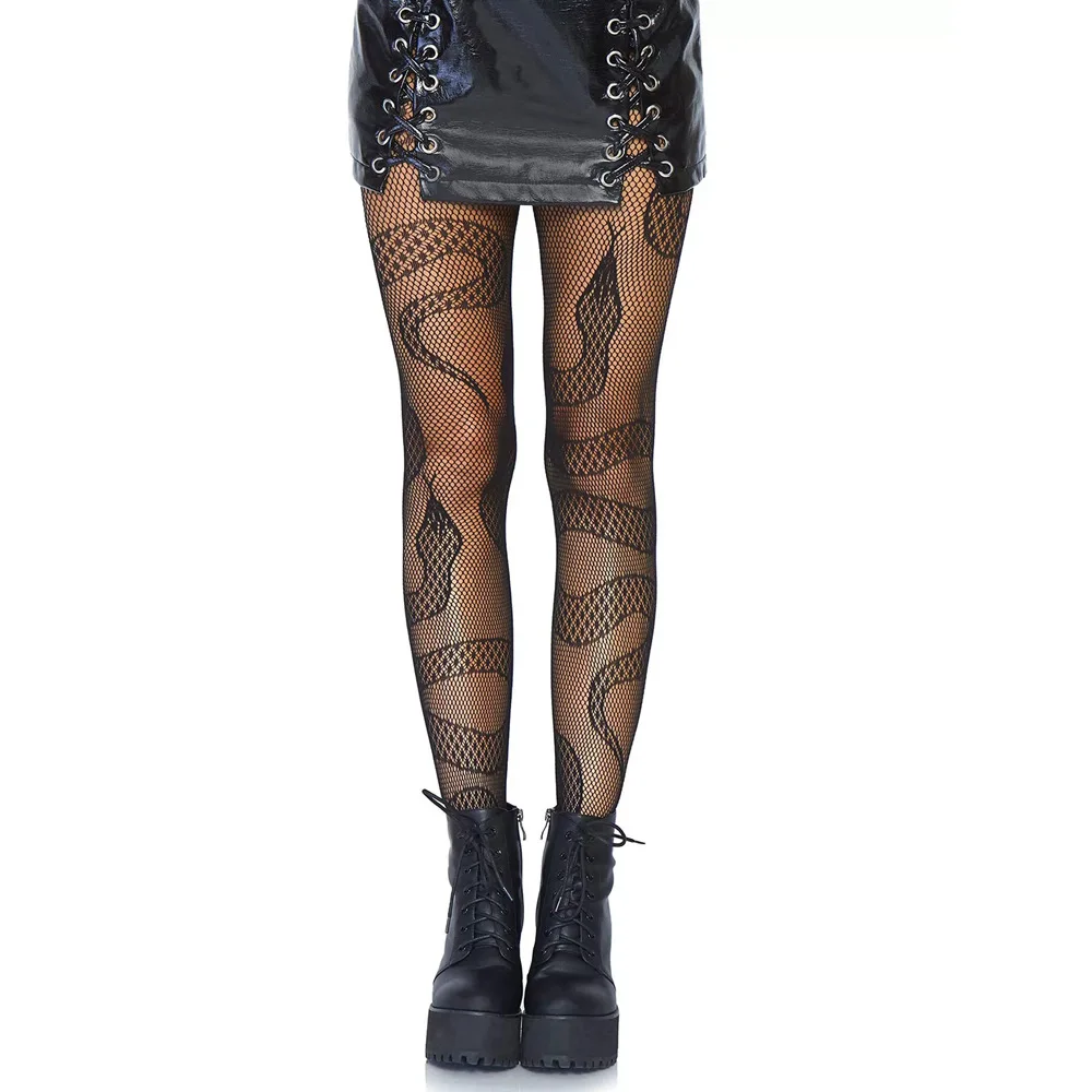 

Snake Tights Women 2022 New Anime Pantyhose Black Mesh Fishnet Stockings Sexy Harajuku Hosiery NightclubTights Gothic Clothes