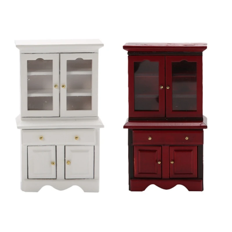 

Hot Sale 1/12 Dollhouse Miniature Furniture Multifunction Wood Cabinet Bookcase Model Toy