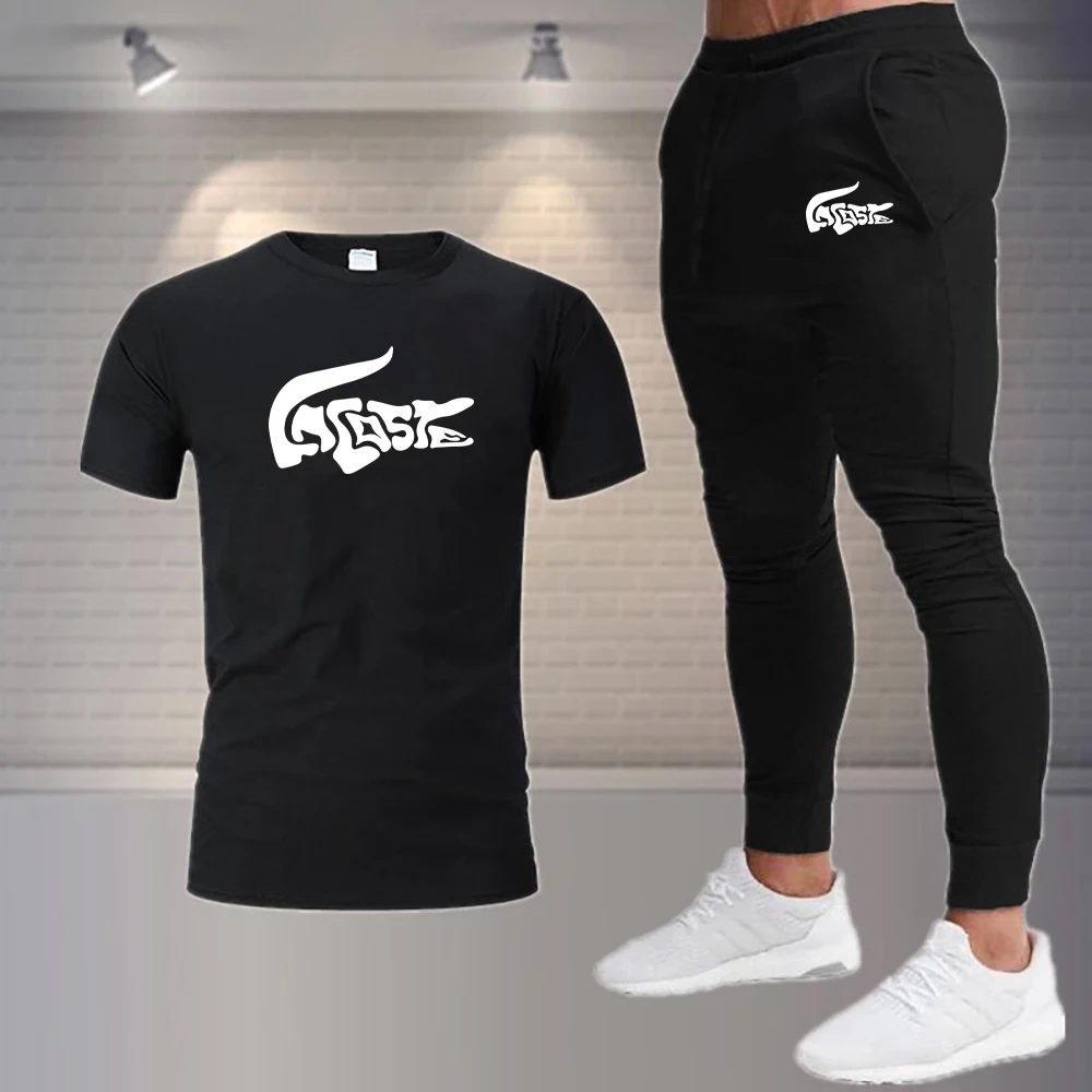 

Костюм спортивный мужской повседневный из футболки с коротким рукавом и брюк