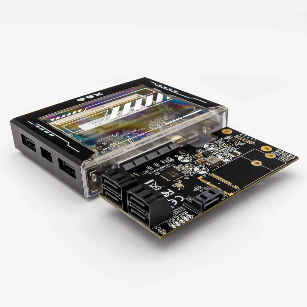 Фото Адаптер PCIe на 5-портовый SATA III JMB585 Чипсет ZimaBoard Материнская плата расширения частного облака №2