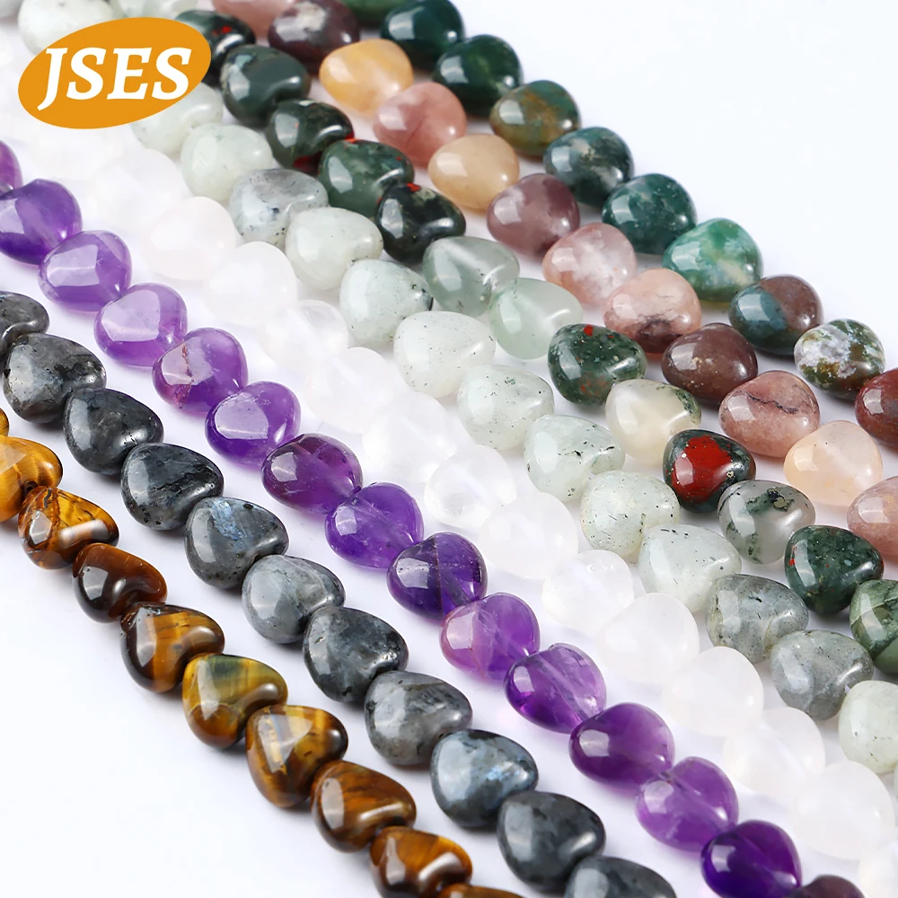 Натуральные 10 мм каменные бусины в форме сердца аметист кварц агат тигровый глаз