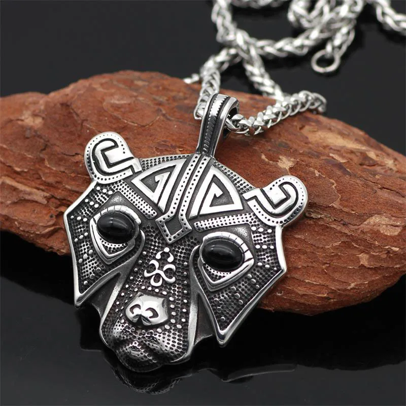 

Viking stainless steel bear Head pendant necklace Titanium steel bear necklace for men