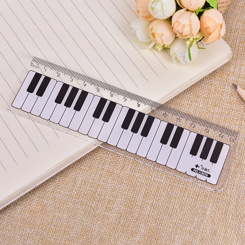 

Creative Piano Keyboard Ruler 15cm 6in Musical Terms Black and White Plastic Office Suppliese Creative Ruler