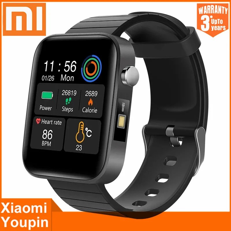 

Xiaomi Smart Watch Men Body Temperature Measure Heart Rate Blood Pressure Oxygen Bracelet Call Reminder Smart Watch Black