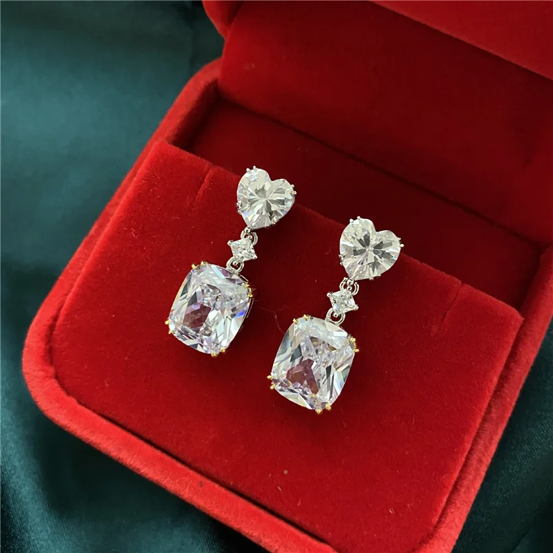 

Женские серьги-подвески из серебра 925 пробы, с сердцем