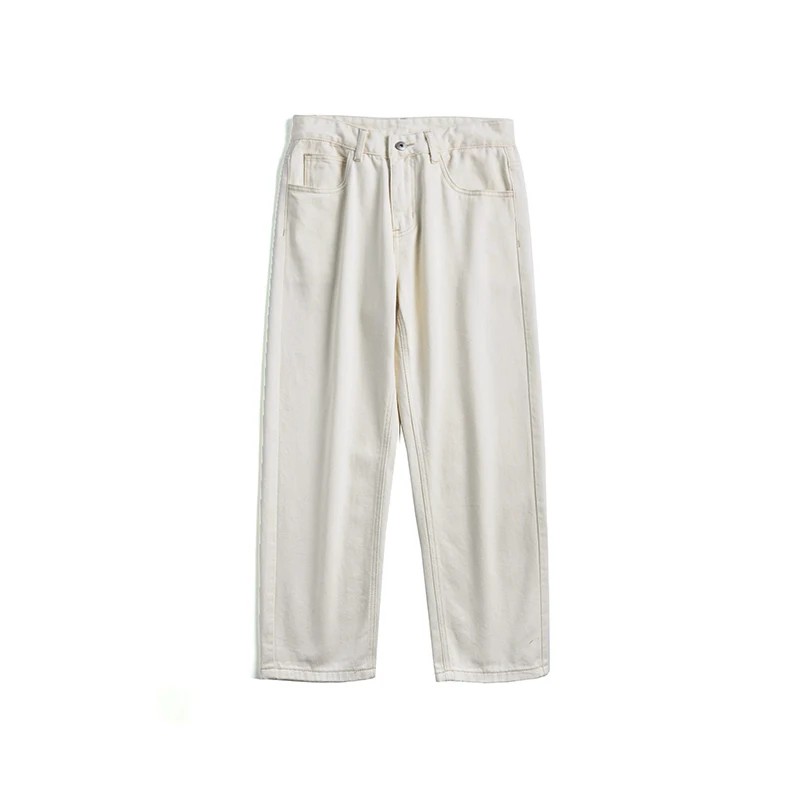 Cotton Wide-leg Jeans Men's Fashion Casual Solid Color Retro Jeans Men Streetwear Loose Hip-hop Straight Denim Pants Mens M-2XL