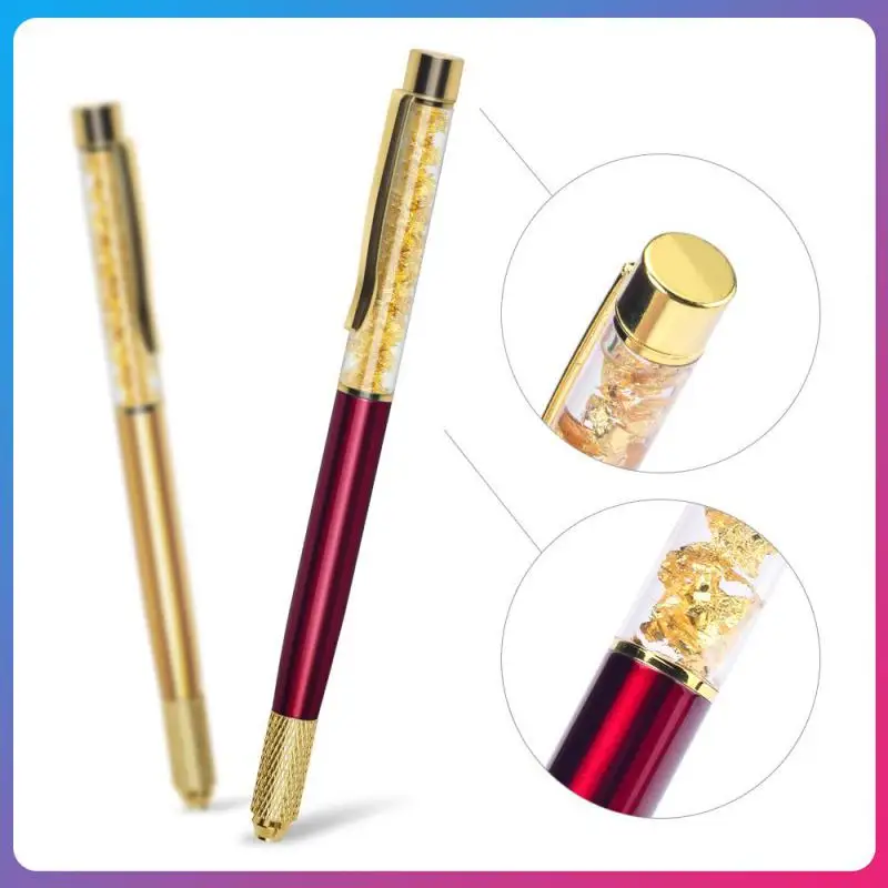 

Multifunctional Embroidered Eyebrow Pencil Cross Round Hole Flowing Gold Foil Embroidery Tattoo Manual Pen Eyebrow Pencil