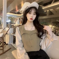 2022 spring new retro sexy square neck long sleeve shirts women fashion comfortable casual tops luxury fashion clothes jacket