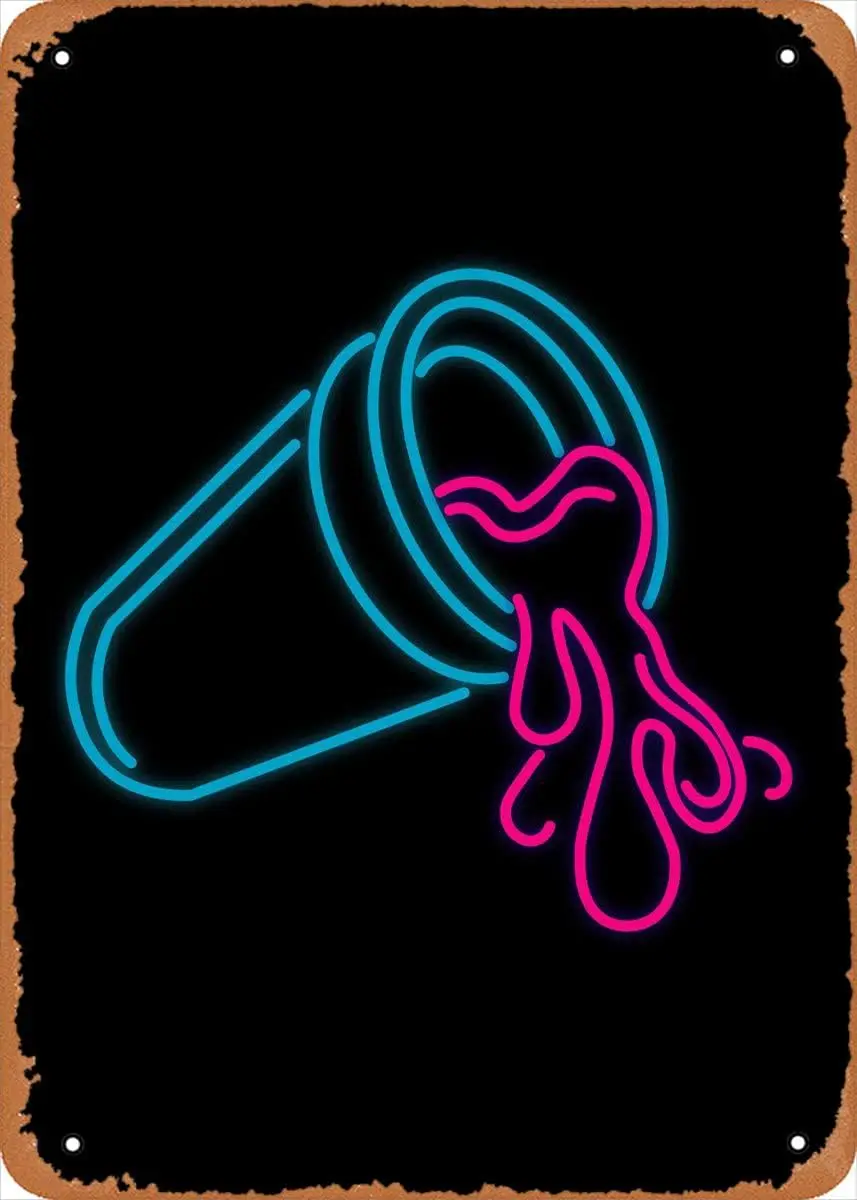 Muecddo Vntge Metl Tn Sgn Len Codene Double Cup Coden Spce Muscl Br Pub Cfe Wll Ktchen Bthroo Плакат Kroke Retro Dec