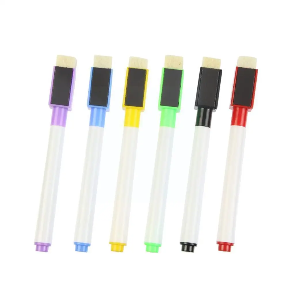 

6pcs / Set Magnetic Or Nonmagnetic Whiteboard Pen Erasable Magnet White Dry Supplies School Built Eraser Office Board Marke N9a7