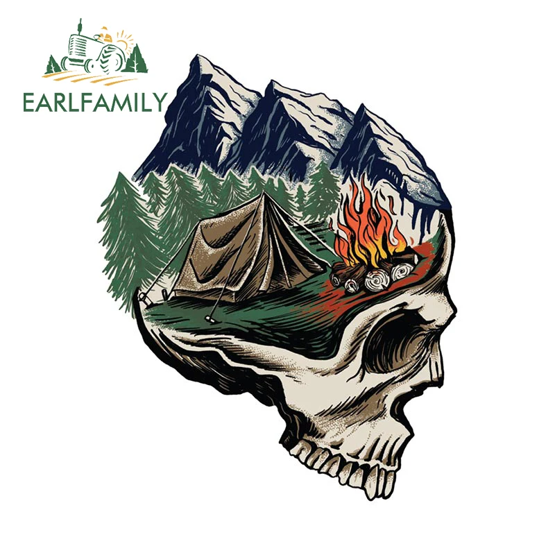 

EARLFAMILY 13 см x 10,5 см Автомобильная наклейка в виде черепа для кемпинга на внедорожник заднее стекло окно виниловый Декор мотоциклетные автомобильные наклейки