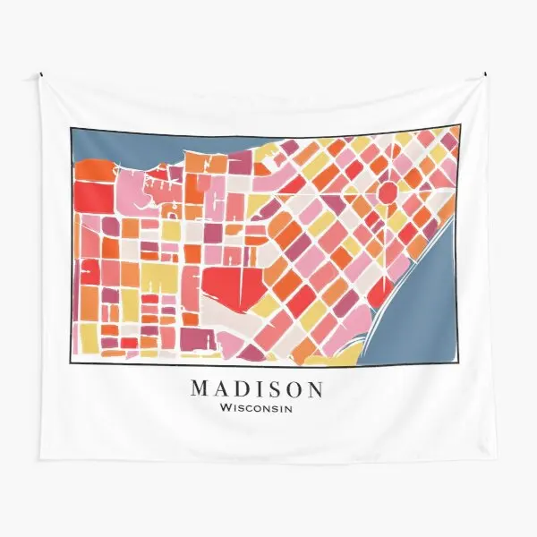 

Красочный гобелен с рисунком карты Мэдисона, украшение для дома