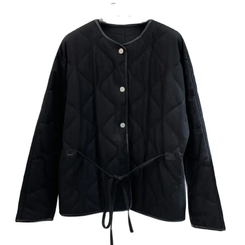 

Женская фланелевая куртка Y2K, черная однобортная свободная приталенная куртка с круглым вырезом, модная подиумная одежда, новинка зимы 23