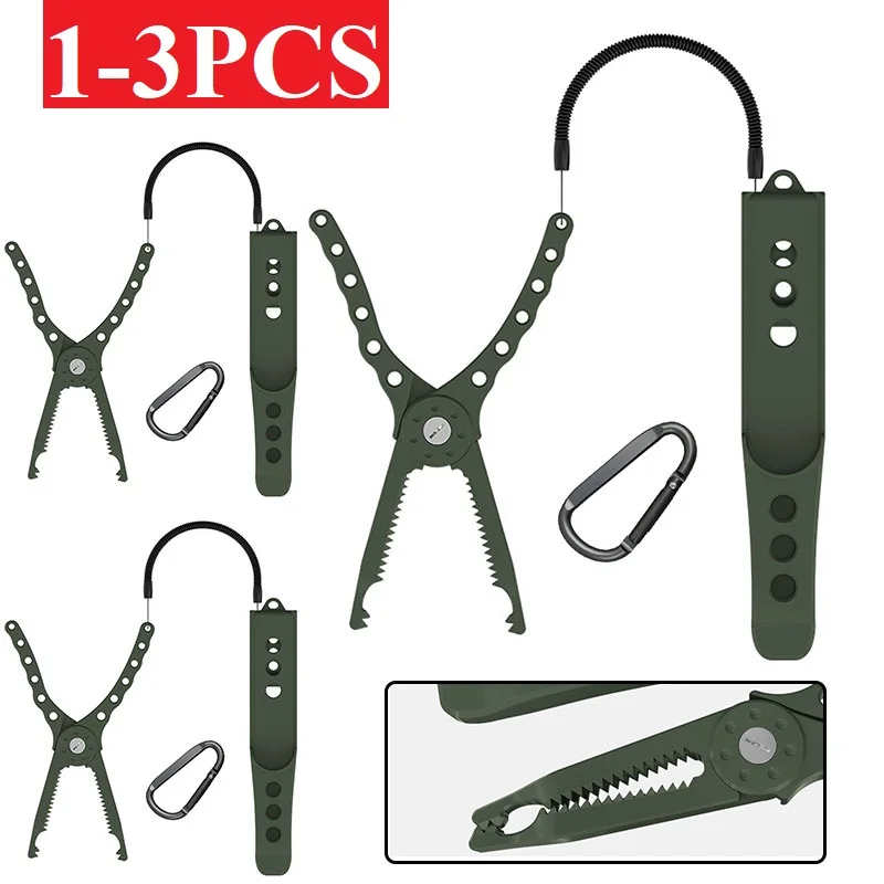 

1-3pcs Fishing Tongs Gripper Cutter Plier Lip Controller with Carabiner Live Fish Buckle Fishing Clamp Clip Tackles Gear Supplie