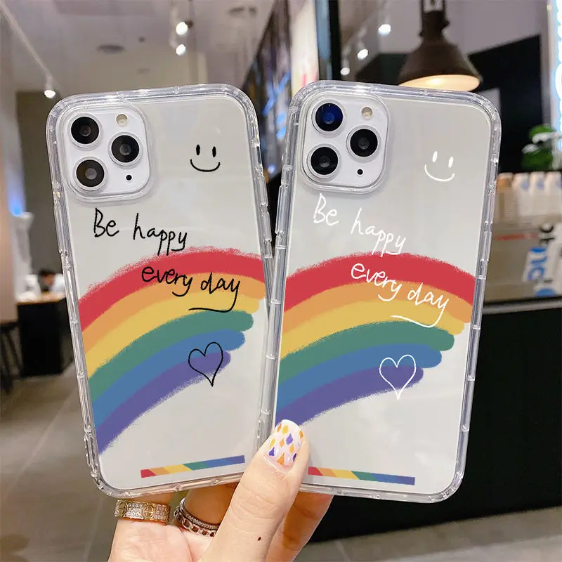 

Simplicity Rainbow Clear Phone Cases For iPhone 11 12 13 Pro Max Mini X XR XS Max SE 2020 8 7 6 6S Plus Soft Silicone Cover