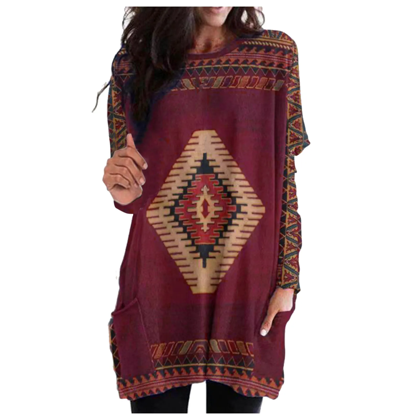 

Women's Winter Tops Shirt Fashion Warm Print Long-sleeved Sweatshirt Casual Loose Pocket Blouse Pullover vetement 2022