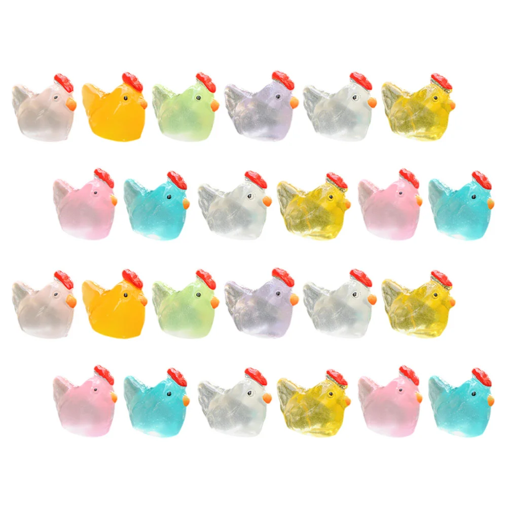 

24 Pcs Miniature Chick Figurines Chicken Statue Tiny Statues Ornaments Resin Garden Craft Animal Decor