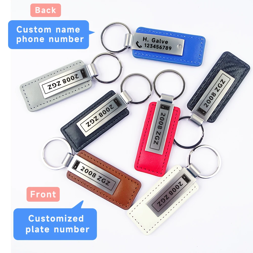 Заказной гравированный кожаный брелок испанская Автомобильная пластина с