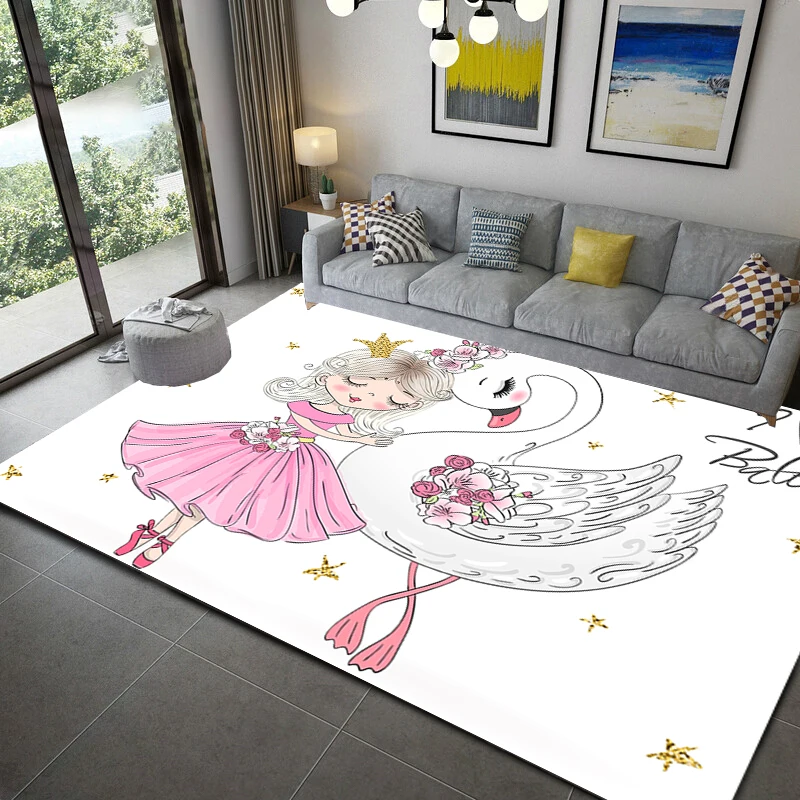 

Ballet Girl 3D Print Area Rug Kid Bedroom Game Floor Mat Soft Flannel Memory Foam Girl Room Play Carpets for Living Room Salon