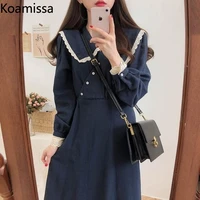 koamissa preppy style women solid a line dress long sleeves fashion lady solid bodycon maxi dresses spring autumn vestidos chic