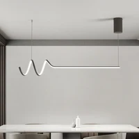 Minimalist Dining Room Island Chandelier Lighting Modern Black/White LED Restaurant Kitchen Hanging Lamp Bar Coffee Long Fixture