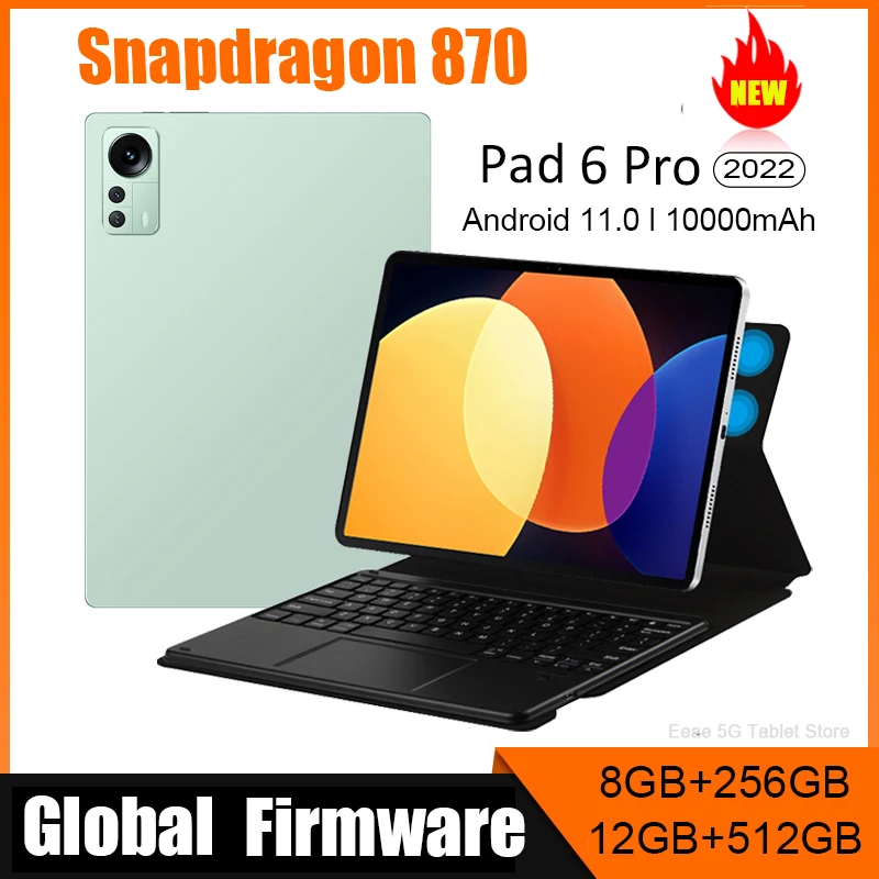 

Global Version Pad 6 Pro Android Tablet Snapdragon 870 Tablets 11 Inch 120Hz WQHD+ Screen 12GB 512GB 10000mAh Battery 5G Tablete
