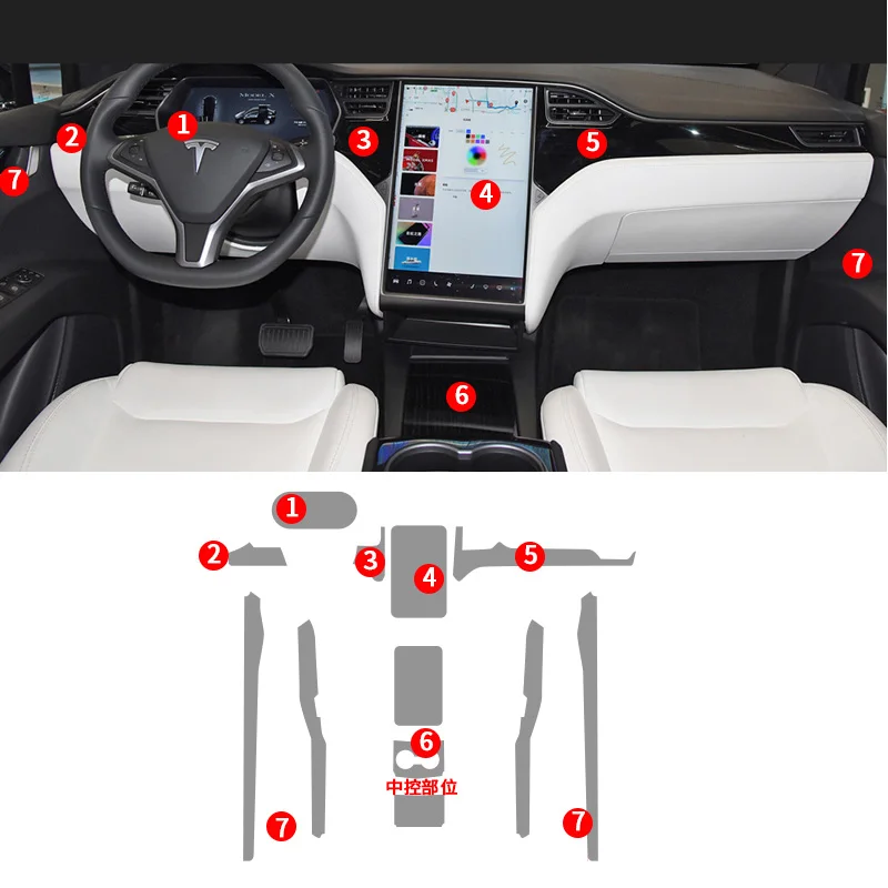 

For Tesla Model X Model S TPU Transparent Protection Film Interior Sticker Center Console Navigator Gear Door Car Accessories