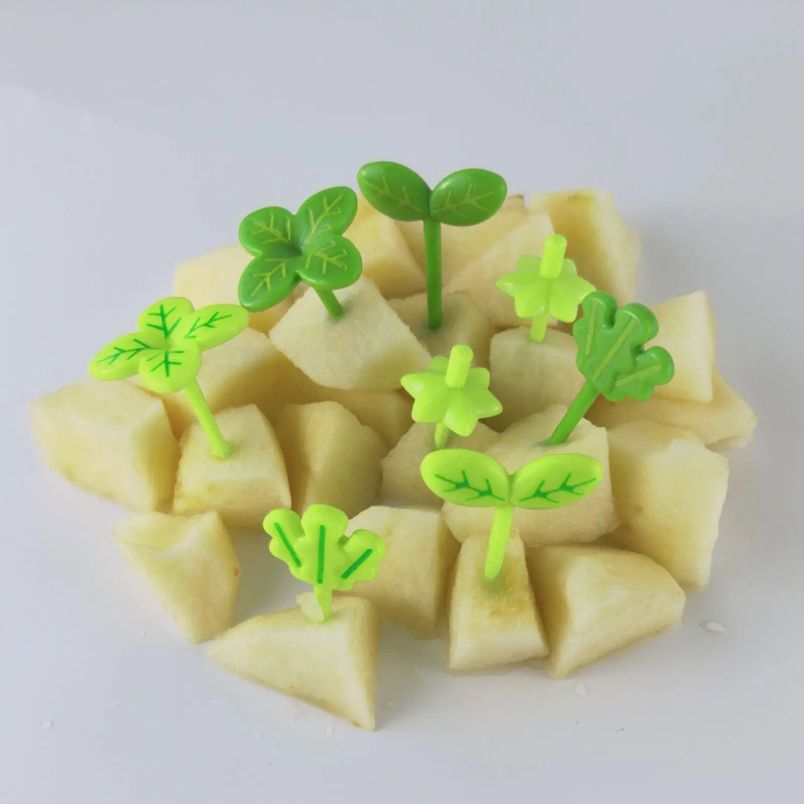 

8pcs Fruit Fork Toothpick Leaves Plastic Decoration Lunch Box Bento Accessories Small Salad Tiny Fork Mini Cake Picks For Kids