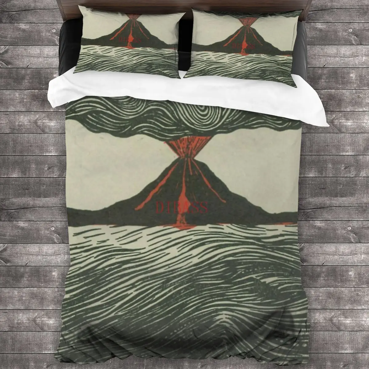 

Volcano Woodcut мягкая искусственная кожа с 2 наволочками, пододеяльник с застежкой-молнией, одеяло большого размера