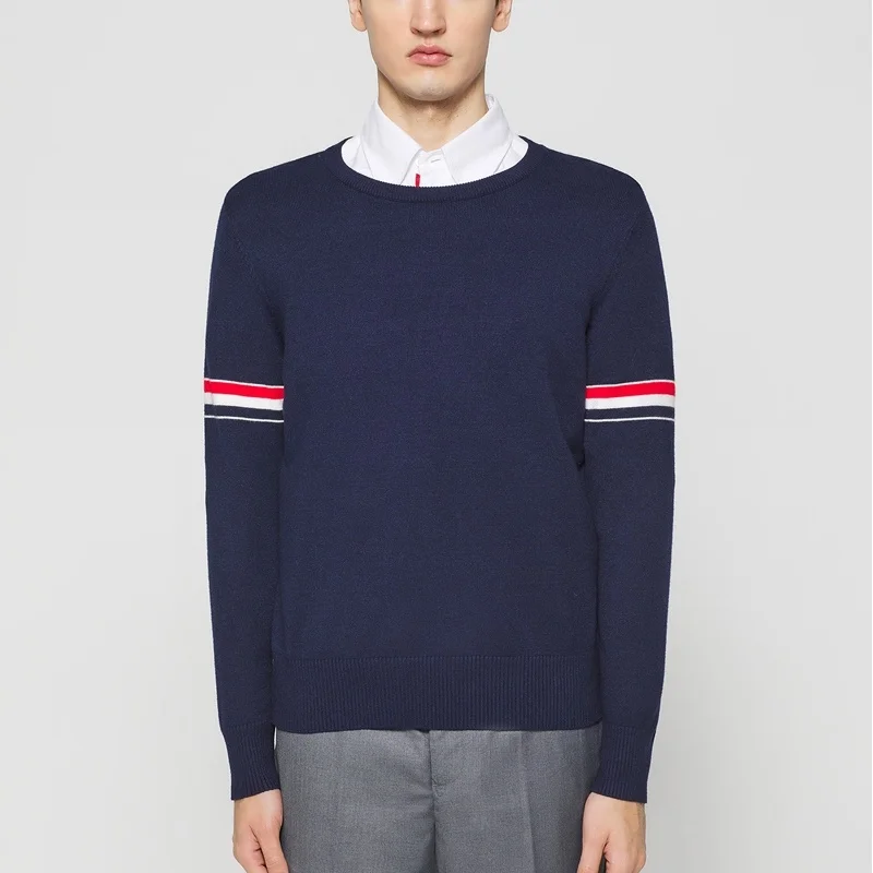 

Свитеры Crewneck TB THOM мужские классические 4-Bar полосатые дизайнерские пуловеры верхняя одежда корейские повседневные модные вязаные шерстяные...