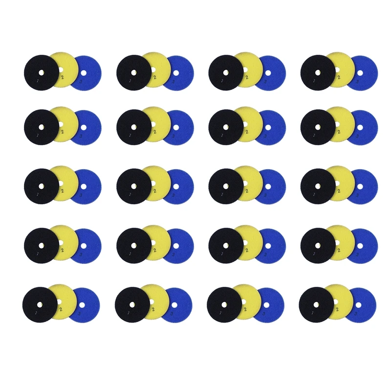 

60 шт. 100 мм алмазные гибкие влажные и сухие полировальные колодки 3-ступенчатый полировка пола для каменной мраморной плитки