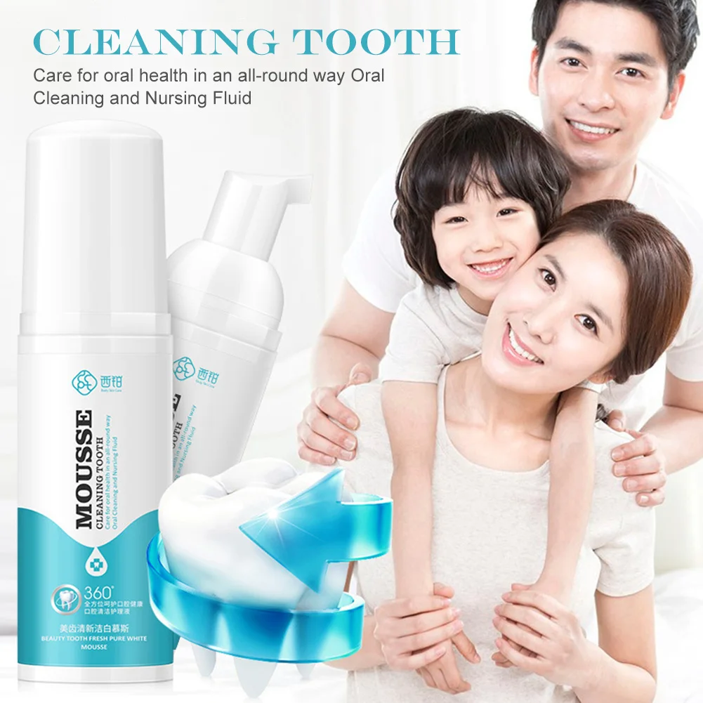 60ML Tooth Cleaning Mousse Toothpaste Remove Bad Breath Plaque Stains Teeth Whitening Foam Toothpaste Oral Dental Care